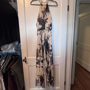 Eliza J Floral Print Halter Chiffon Maxi Dress Size 10